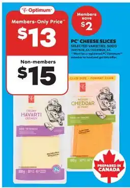 Real Canadian Superstore PC CHEESE SLICES, 500 G offer