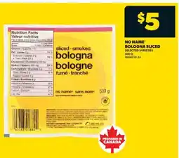 Real Canadian Superstore NO NAME BOLOGNA SLICED, 500 G offer