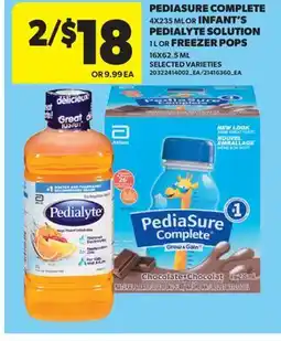 Real Canadian Superstore PEDIASURE COMPLETE 4X235 ML OR INFANT'S PEDIALYTE SOLUTION 1 L OR FREEZER POPS offer