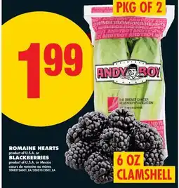No Frills ROMAINE HEARTS BLACKBERRIES, 6 OZ CLAMSHELL offer
