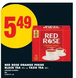 No Frills RED ROSE ORANGE PEKOE BLACK TEA, 70' S OR TAZO TEA, 20' S offer