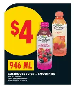 No Frills BOLTHOUSE JUICE or SMOOTHIES, 946 ML offer