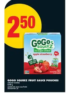 No Frills GOGO SQUEEZ FRUIT SAUCE POUCHES, 4x90 G offer