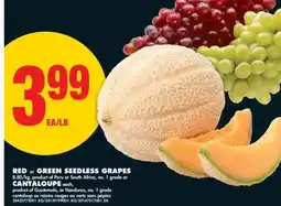 No Frills RED or GREEN SEEDLESS GRAPES, CANTALOUPE offer