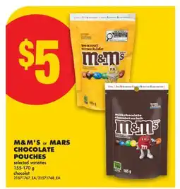 No Frills M & M' S or MARS CHOCOLATE POUCHES, 155-170 g offer