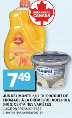 L'Intermarché JUS 2,5 L OU PRODUIT DE FROMAGE À LA CRÈME 340 G | JUICE OR CREAM CHEESE offer