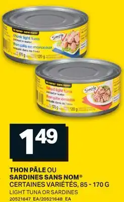 L'Intermarché THON PÂLE OU SARDINES | LIGHT TUNA OR SARDINES, 85 - 170 G offer