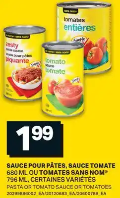 L'Intermarché SAUCE POUR PÂTES, SAUCE TOMATE 680 ML OU TOMATES, 796 ML | PASTA OR TOMATO SAUCE OR TOMATOES offer