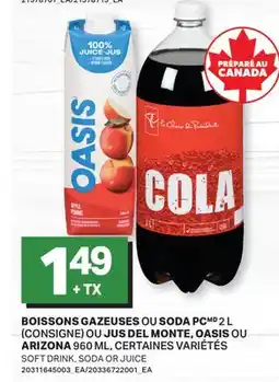 L'Intermarché BOISSONS GAZEUSES SODA, 2 L OU JUS, 960 ML | SOFT DRINK, SODA OR JUICE offer