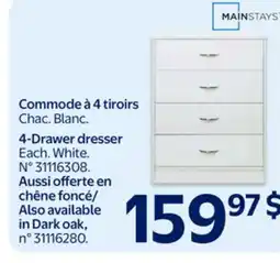 Walmart 4-Drawer dresser Each. White offer