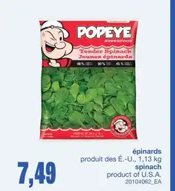 Wholesale Club ÉPINARDS, 1,13 kg offer