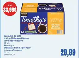 Wholesale Club CAPSULES DE CAFÉ K-CUP MÉLANGE DÉJEUNER TORRÉFACTION LÉGÈRE, 60 un offer