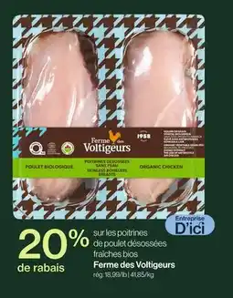 Avril Poitrines de poulet désossées fraîches bios Ferme des Voltigeurs offer