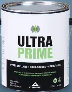 Canac UltraPrime 100% Acrylic Latex Primer-Sealer & Undercoat Interior and Exterior 3.7L offer