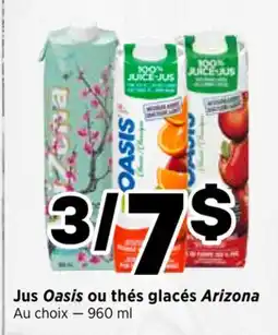 Val-Mont Jus Oasis ou thés glacés Arizona offer