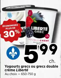Val-Mont Yogurts grecs ou grecs double crème Liberté offer