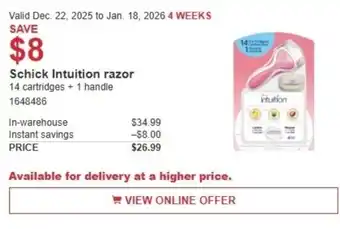 Costco Schick Intuition razor offer