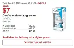 Costco CeraVe moisturizing cream offer
