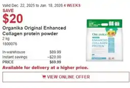 Costco Organika Original Enhanced Collagen protein powder offer