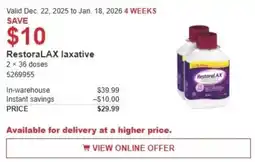 Costco RestoraLAX laxative offer
