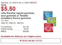 Costco Jolly Rancher regular gummies, sour gummies or Twizzler strawberry flavour gummies offer