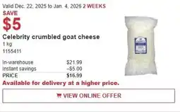 Costco Celebrity crumbled goat cheese offer