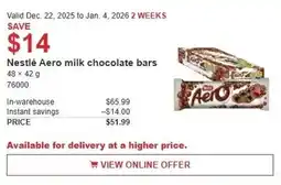 Costco Nestlé Aero milk chocolate bars offer