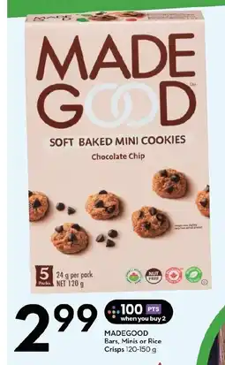 Sobeys Madegood bars, minis or rice crisps offer