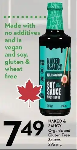 Sobeys Naked & saucy organic and gluten free sauces offer