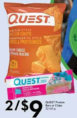 Sobeys Quest protein bars or chips offer