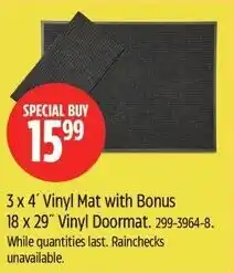 Canadian Tire 3x4' Vinyl Mat with Bonus 18 x 29" Vinyl 18 x 29" Vinyl Doormat. 299-3964-8. offer