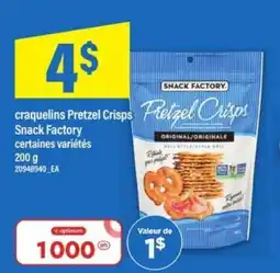 Maxi craquelins Pretzel Crisps Snack Factory offer