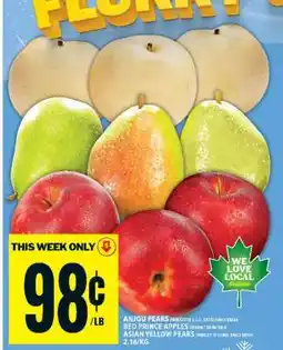Food Basics Anjou Pears, Red Prince Apples, Asian Yellow Pears offer