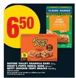No Frills NATURE VALLEY GRANOLA BARS, REESE'S PUFFS CEREAL BARS, BETTY CROCKER FRUIT SNACKS offer