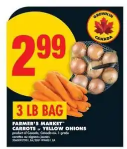 No Frills FARMER'S MARKET CARROTS or YELLOW ONIONS offer