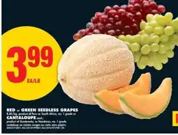 No Frills RED or GREEN SEEDLESS GRAPES or CANTALOUPE offer