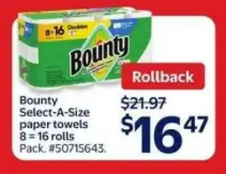 Walmart Bounty Select-A-Size Paper Towels offer