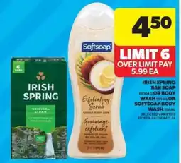 Real Canadian Superstore Irish Spring Bar Soap or Softsoap Body Wash offer