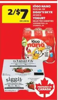Real Canadian Superstore IÖGO Nano or Siggi's Skyr Yogurt offer