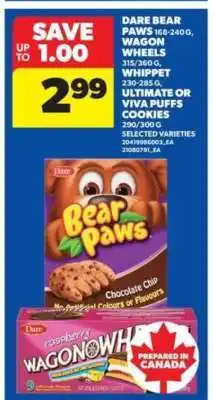 Real Canadian Superstore Dare Bear Paws, Wagon Wheels, Whippet, Ultimate or Viva Puffs Cookies offer