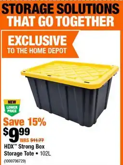 Home Depot HDX Strong Box storage tote 102L offer