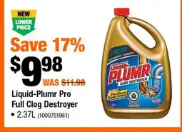 Home Depot Liquid-plumr full clog destroyer 2.27L offer