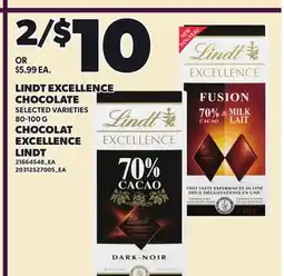 Independent City Market LINDT EXCELLENCE CHOCOLATE, 80-100 G offer
