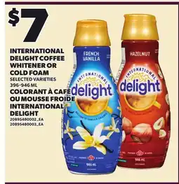 Independent City Market INTERNATIONAL DELIGHT COFFEE WHITENER OR COLD FOAM, 396-946 ML offer