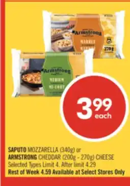 Shoppers Drug Mart SAPUTO MOZZARELLA (340g) or ARMSTRONG CHEDDAR (200g - 270g) CHEESE offer