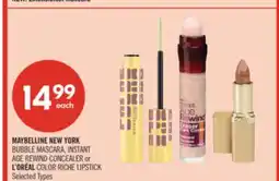 Shoppers Drug Mart MAYBELLINE NEW YORK BUBBLE MASCARA, INSTANT AGE REWIND CONCEALER or L'ORÉAL COLOR RICHE LIPSTICK offer