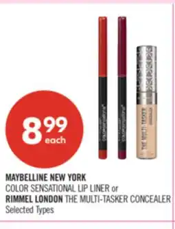 Shoppers Drug Mart MAYBELLINE NEW YORK COLOR SENSATIONAL LIP LINER or RIMMEL LONDON THE MULTI-TASKER CONCEALER offer