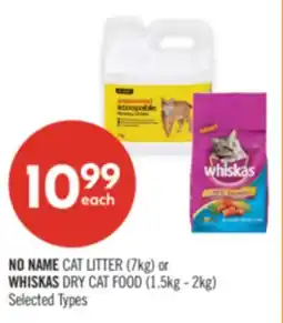 Shoppers Drug Mart NO NAME CAT LITTER (7kg) or WHISKAS DRY CAT FOOD (1.5kg - 2kg) offer