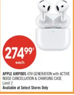 Shoppers Drug Mart APPLE AIRPODS 4TH GENERATION with ACTIVE NOISE CANCELLATION & CHARGING CASE offer