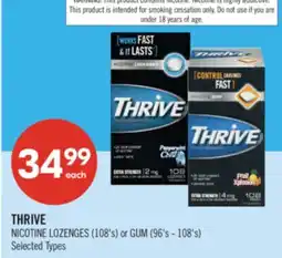 Shoppers Drug Mart THRIVE LOZENGES (108's) or Gum (96's-108's) offer